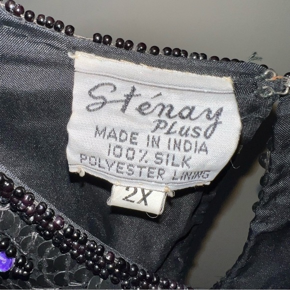 Vintage Stenay 100% Silk Floral Sequined Evening Top Blouse Size 2X NWT - Picture 7 of 15